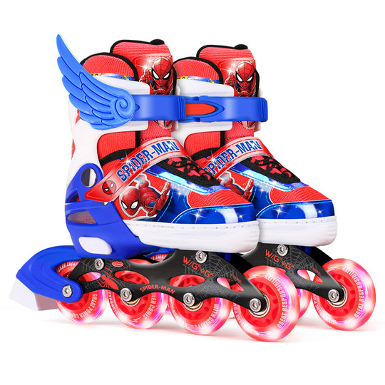 迪士尼溜冰鞋男孩轮滑鞋儿童全套装初学者滑冰男童旱冰正品滑轮鞋