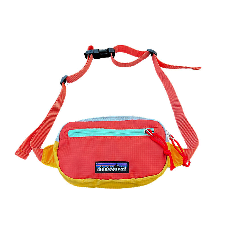 2026 new color-blocked crossbody bag, colorful sports waist bag, outdoor chest bag, outdoor versatile running bag for boys and girls