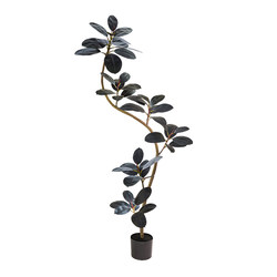 Fake Green Plant Black Rubber Tree Indoor Living Room Decoration Floor-Standing Ornament Potted Large Artificial Plant Biomimetic Tree