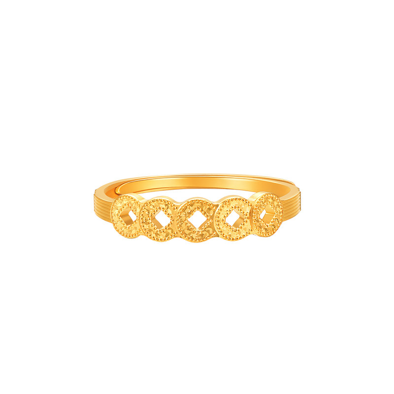 Ming brand jewelry multi-gold gold ring, pure gold, broken gold and copper coins, live mouth women's ring AFM0407