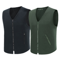 Standard flame blue velvet vest blue winter polar fleece warm V-neck waistcoat to keep warm and cold-proof