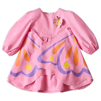 Fille Long Sleeve Dress Dress Spring Dress 2024 New Ocean Gas Children Wings Princess Dresses Girl Spring Pure Cotton Dresses