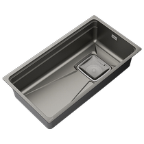 Wrigley bathroom filter tank washbasin kitchen sink large single tank gun ash 304 stainless steel household dishwashing pool 40