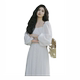 Large size French retro square collar white fairy dress
