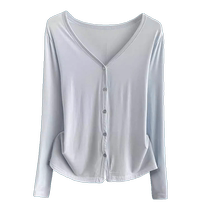 Modal sun protection cardigan womens summer long-sleeved thin v-neck air-conditioning shirt with suspender skirt and blouse top