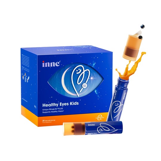 Inne — детский напиток для защиты глаз в виде палочек с жидкими жевательными конфетами с лютеином и антоцианами.