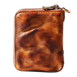 Ninetowns Liangpin Wallet Men's Short Leather Genuine Leather Zipper Card Holder Retro Casual First Layer Cowhide Multifunctional Men's Wallet