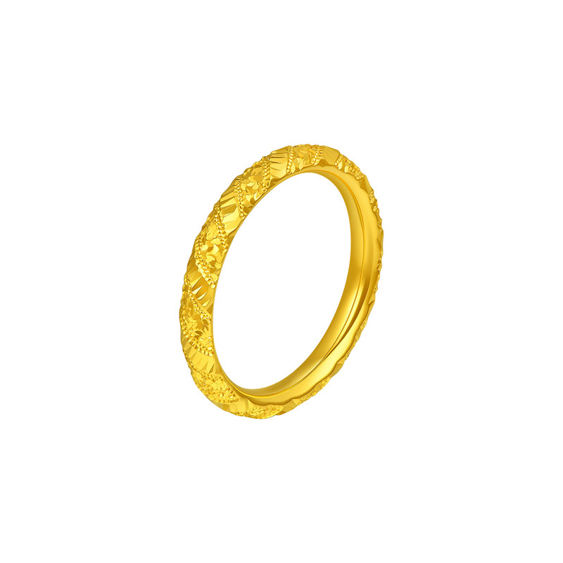 Laomiao Gold Pure Gold Crushed Ice Ring 5G Exquisite and Smart High-Light Explosion Sparkling White Thousand Gold Feeling Temperament and Fashion