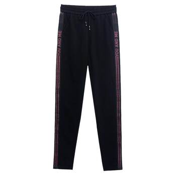 2026 spring and autumn black casual pants nine-point pants women's outdoor sports running elastic waist slimming women's pants ສາມຈຸດ