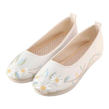 Embroidered shoes, soft sole cloth shoes, hanfu shoes, ancient style, heightened inside