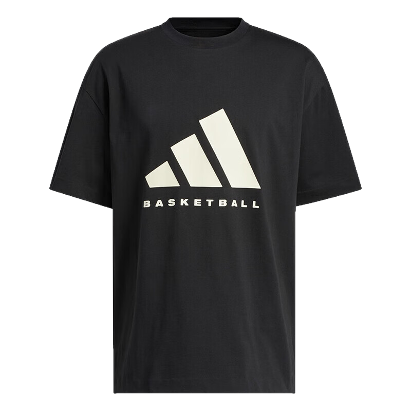 阿迪达斯男装新款BASKETBALL篮球运动短袖透气休闲圆领T恤JX5575