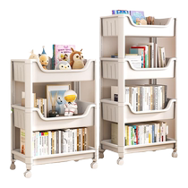 Small craftsman bookshelf floor-standing household multi-layer wheeled childrens toy storage mobile trolley bookcase