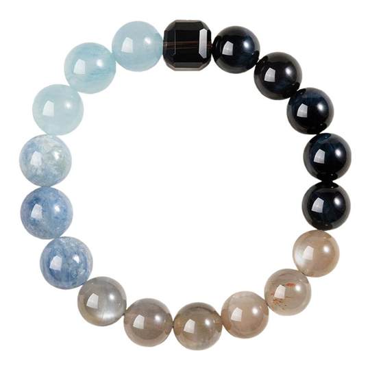 Wutai Mountain Gold, Wood Water, Fire, Earth, Five Elements Crystal Bracelet