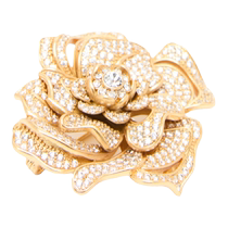 EP YAYING Yaying jewelry golden peony and zircon full inlaid three-dimensional brooch 24 early autumn new product ZF04A