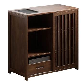 Solid Wood Mobile Tea Cart, Tea Room Tea Cabinet, Tea Cart with Integrated Kettle, Tea Brewing Station, Living Room Tea Side Cabinet, Tea Table