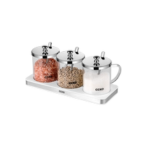Stainless steel seasoning jar combination set seasoning bottle salt jar household MSG mixing box kitchen glass storage 2407