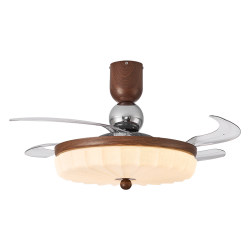 Suoyan Chinese-Style Invisible Fan Lamp Bedroom Lamp Dining Room Lamp Study Lamp Simple Eye-Protecting Walnut Color Smart Lamp