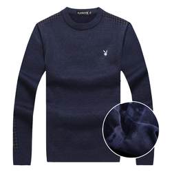 Playboy autumn and winter velvet thickened sweater for middle-aged men and dads round-neck warm tops middle-aged and elderly woolen sweaters
