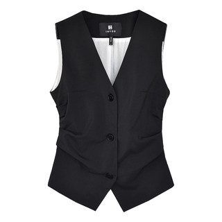 Single-breasted commuting short V-neck vest