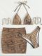 2022 European and American new marble print bikini women's mesh three-piece swimsuit seaside vacation swimwear