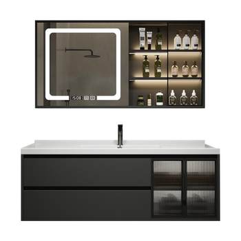 Ceramic integrated basin bathroom cabinet modern minimalist package installation