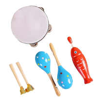 Elementary school teaching aids wooden fish soundboard sand hammer tambourine triangle iron double ring tube kindergarten Orff percussion instrument set