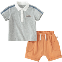 Davibella children shorts suit 2024 summer dress new boy pure cotton short sleeve pants two sets of male baby