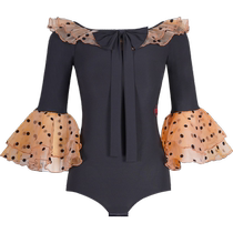 Danbaoluo modern dance clothes fashionable front bow design elegant bell sleeve design high-end female ballroom dance tops
