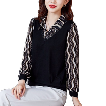 Spring 2024 new womens clothing fake two splicing loose cover belly snow-spinning shirt with long sleeves and blouses for womens spring