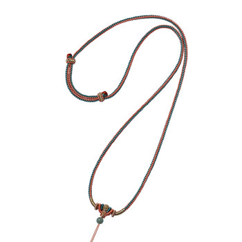 Flower element pendant braided rope necklace handmade jade pendant