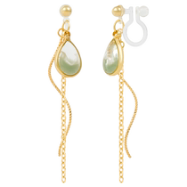 (Self-operated) OSEWAYA ear clip womens pierced tassel drop earrings Japanese and Korean niche design resin earrings