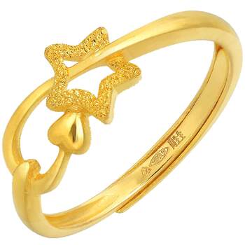Chow sang sang pure gold lucky star ring women's open ring