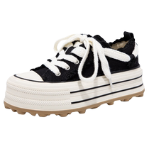 Non-mystery spiked shoes white canvas shoes 2024 spring and summer new sneakers thick-soled cloth shoes casual shoes womens shoes