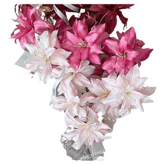 粉色仿真花婚庆百合花假花拍照道具软装同款家居摆件桌面花