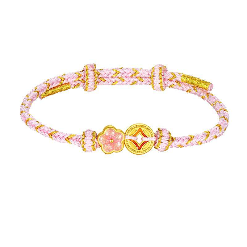 Full Gold Fortune Bead Zhou Dasheng Peach Blossom Coin Bracelet