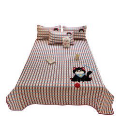 Cartoon Pure Cotton Quilted Bed Cover Single Piece Bed Sheet Tatami Mattress Non-Slip Kang Cover Three-Piece Set Suitable for All Seasons
