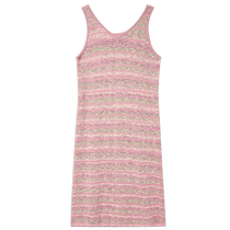 Three-color large size womens clothing 2024 autumn new romantic striped V-neck knitted vest dress straight hidden fat mm