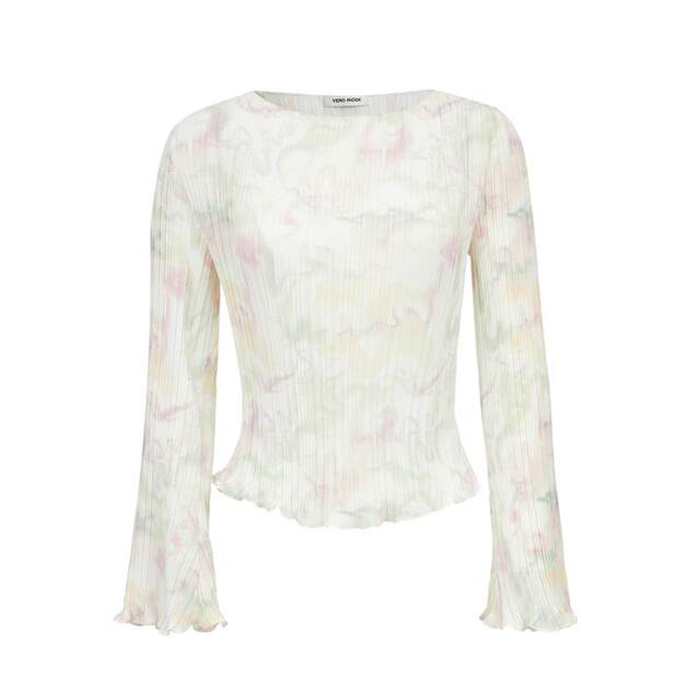 Lingzhi Vero Moda chiffon shirt ສໍາລັບແມ່ຍິງໃນດູໃບໄມ້ລົ່ນແລະລະດູຫນາວ, ພິມອອກໃຫມ່ bell-sleeved slim top, versatile, ຄົນອັບເດດ: ແລະ elegant