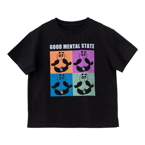 
Naju [Panda T] Good mental state Children's T-shirt for boys and girls in summer breathable pure cotton printed short sleeves