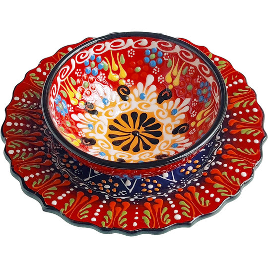 Fully hand-painted round ceramics imported from Türkiye