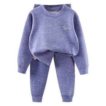 Children's autumn and winter velvet boneless cashmere warm set