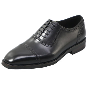 Brogue business style square toe formal leather shoes