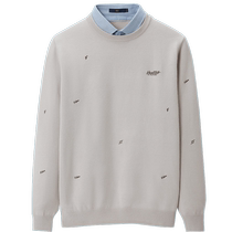 HLA Hai Lan House Double Collar Warm Long Sleeve Sweater Autumn Slim Contrast Color Embroidery Fake Two Piece Warm Sweater for Men