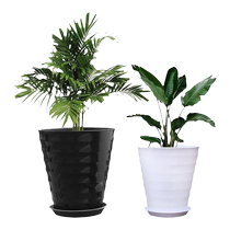 Extra large threaded flowerpot white black imitation ceramic delivery tray money tree bonsai plant plastic pot thickened