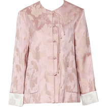 DPLAY Xia Guofeng New Chinese Style Pink Round Neck Tassel Pan Button Contrast Color Turn Sleeves Improved Tang Suit Top