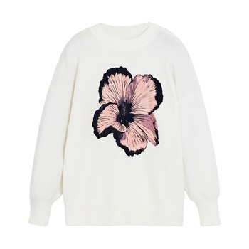 Desigual blogger's same style floral print loose long-sleeved women's sweater