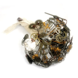 Steampunk metal gear flower bridal bouquet