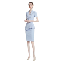 蓝色西装套裙职业装正装套装夏季气质前台高端医美咨询师工作服女