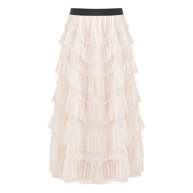 Cocoon diamond strip pearl mesh cake skirt