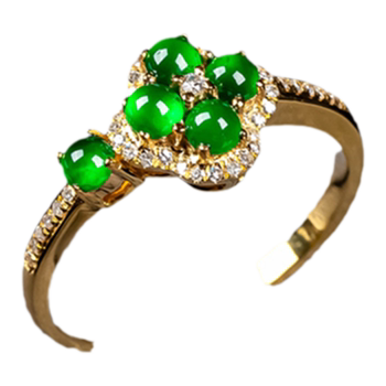 Natural jade a type four leaf clover 18k gold